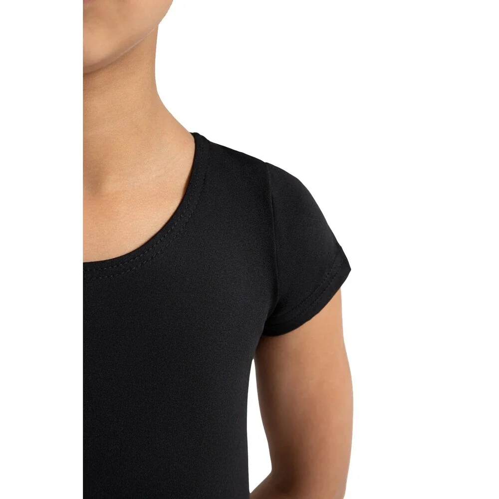 Capezio Girls' Black Team Basic Short Sleeve Athletic Leotards US 12-14 L